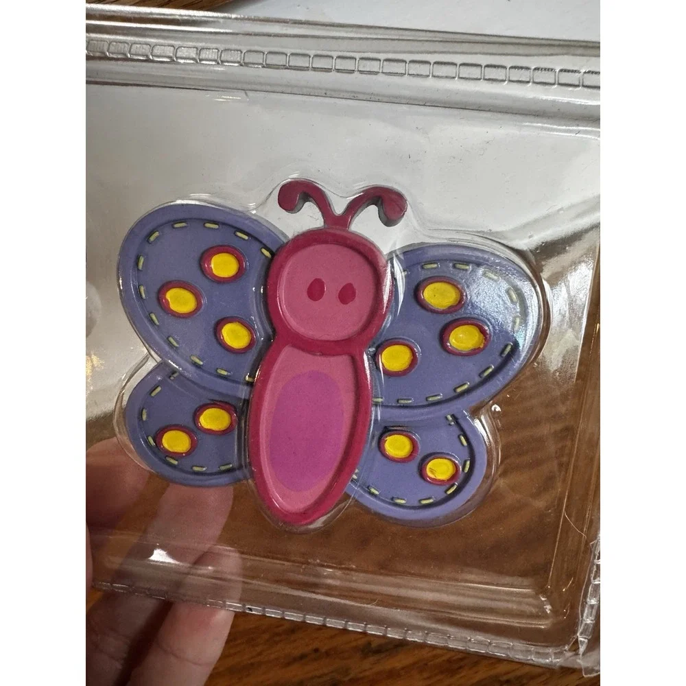 Kenney Mfg Co Butterfly Curtain‎ Rod Finials Set Of 2 Kids Room Purple NIP 2007